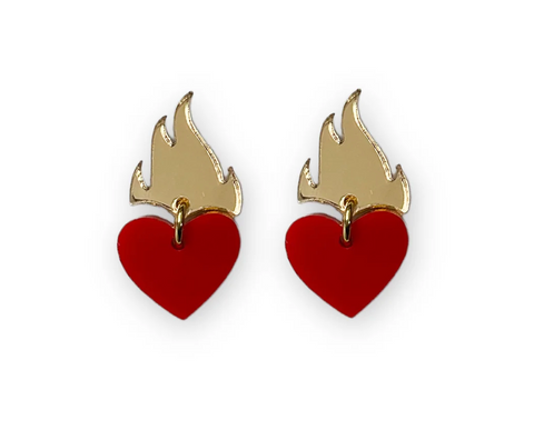 Vinca Earrings - Heart Burn