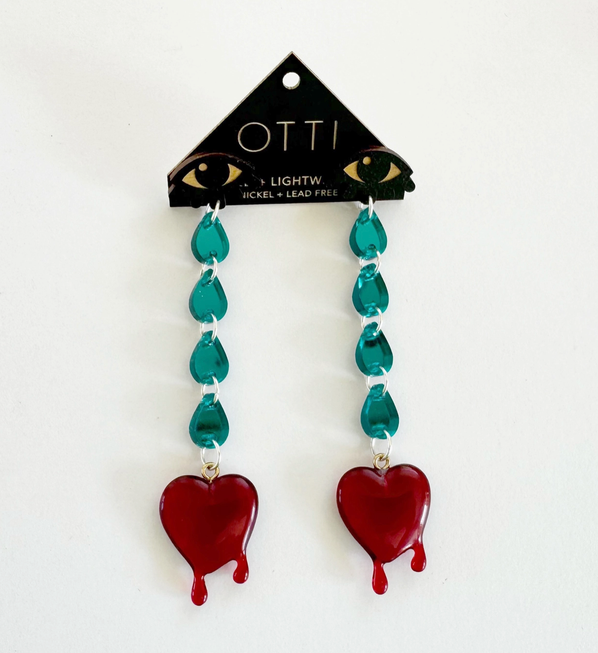 OTTI Crying Teardrop and Heart Earrings