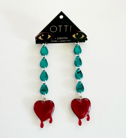 OTTI Crying Teardrop and Heart Earrings