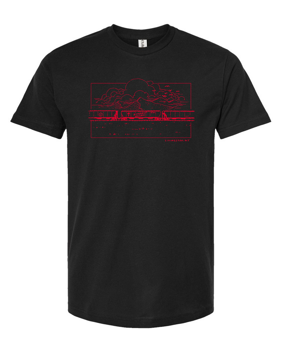 PRE-ORDER Bitterroot Records T-shirt: Black w/Red