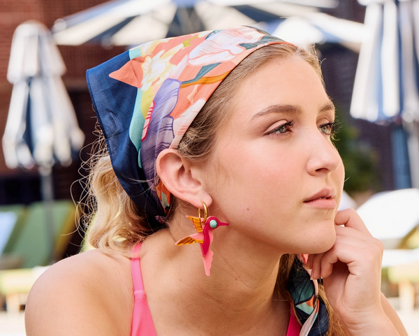 Tribe + Temple Hummingbird Hoops - Pink and Orange