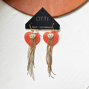 OTTI 18K Gold Glamour Fringe earrings: Sacred Heart/Evil Eye