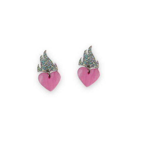 Vinca Earrings - Heart Burn (Glitter)