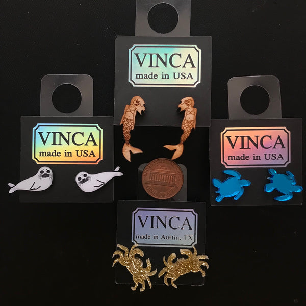 Vinca Earrings - Turtles