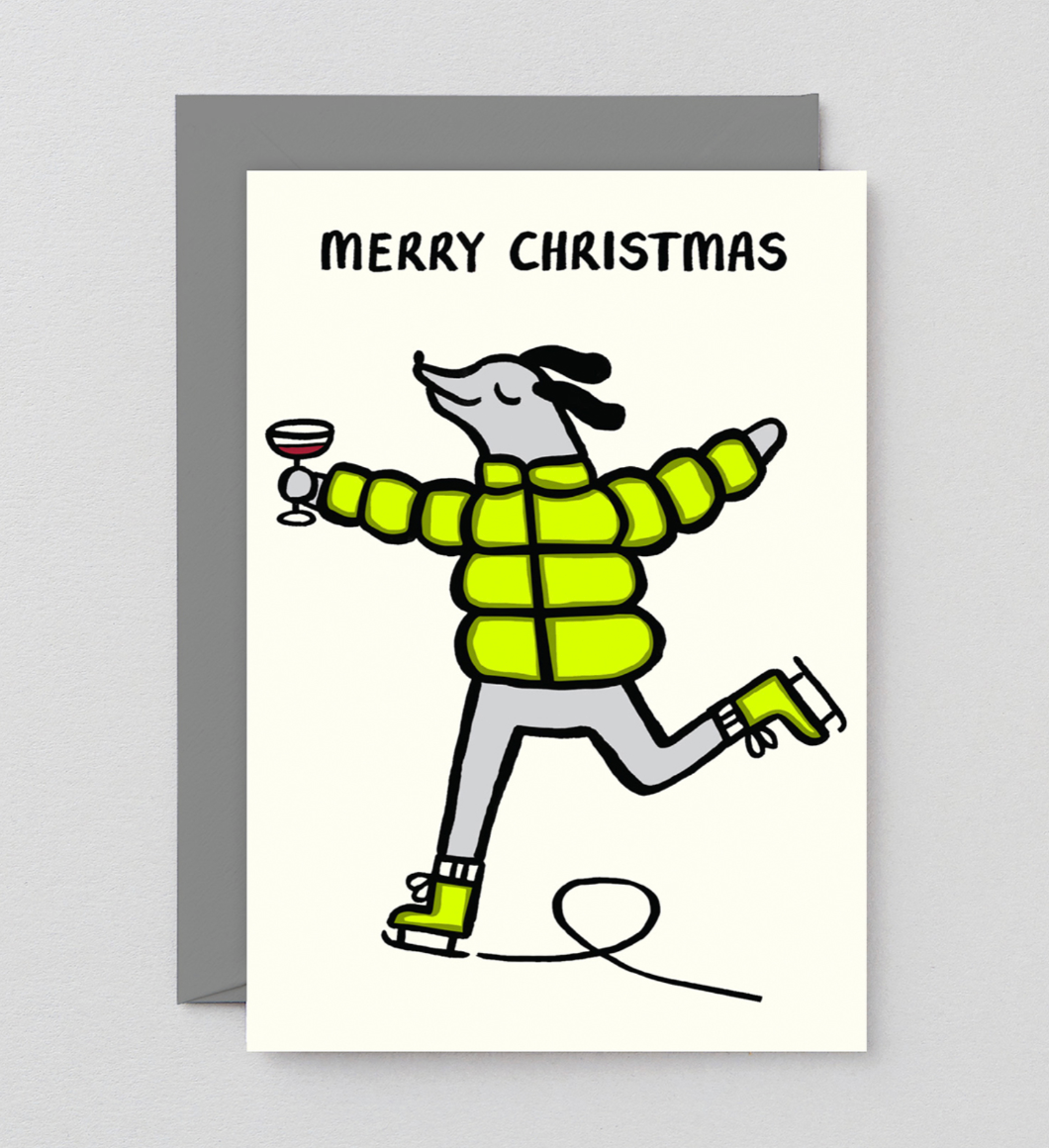 Holiday Card: Skating Dog