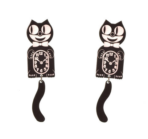 Vinca Earrings - LARGE Cat Clock