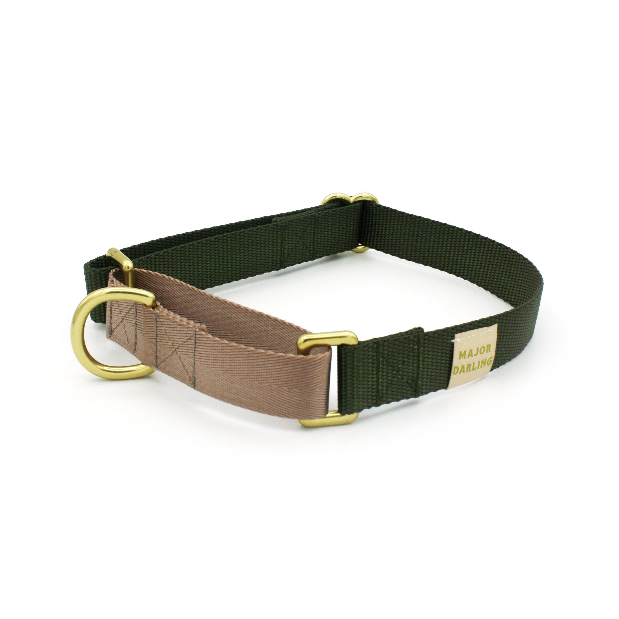 Martingale Collar - Olive + Dusty Rose (MED)