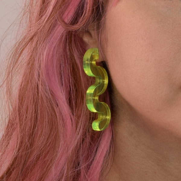Vinca Earrings - Squiggle GREEN