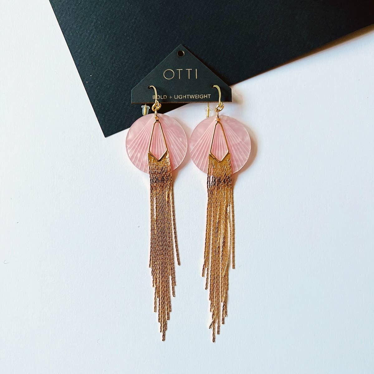 OTTI 18K Gold Shimmy Shakin' Fringe earrings: Pink Pearl