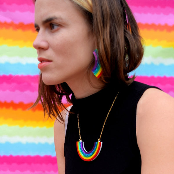 Vinca Earrings - Rainbows (XL)