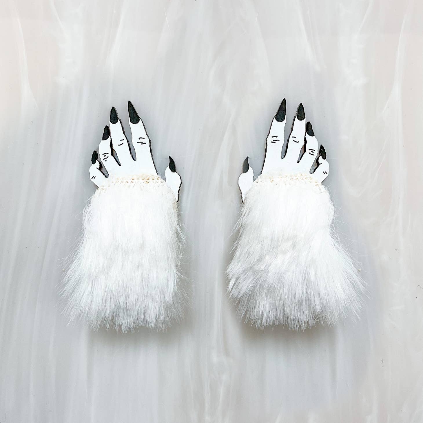 Vinca Earrings - Abominable Snowman Hands